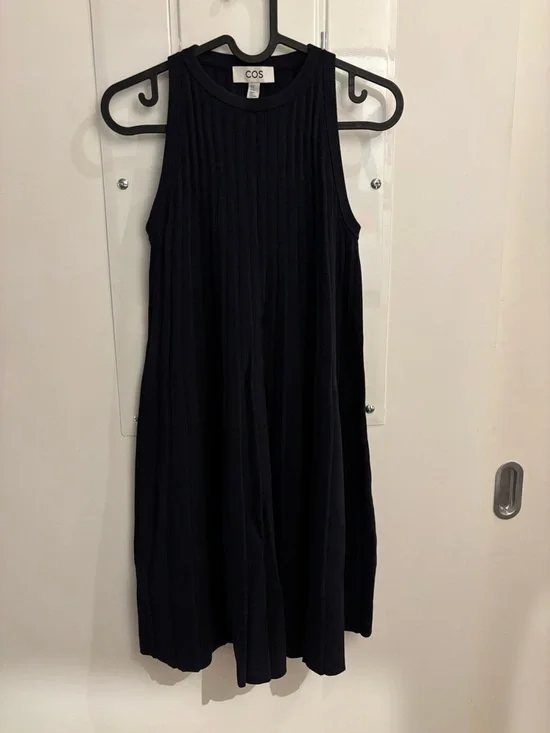 COS A Line Navy Ribbed Knit Dress - Picture 2 of 7